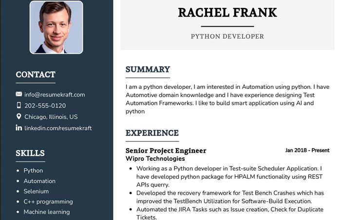python developer resume
